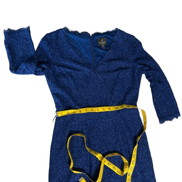 Adrianna Papell Blue Stretch Lace Mock Wrap Sheath Dress $209 Size 4 Cocktail - Picture 15 of 15